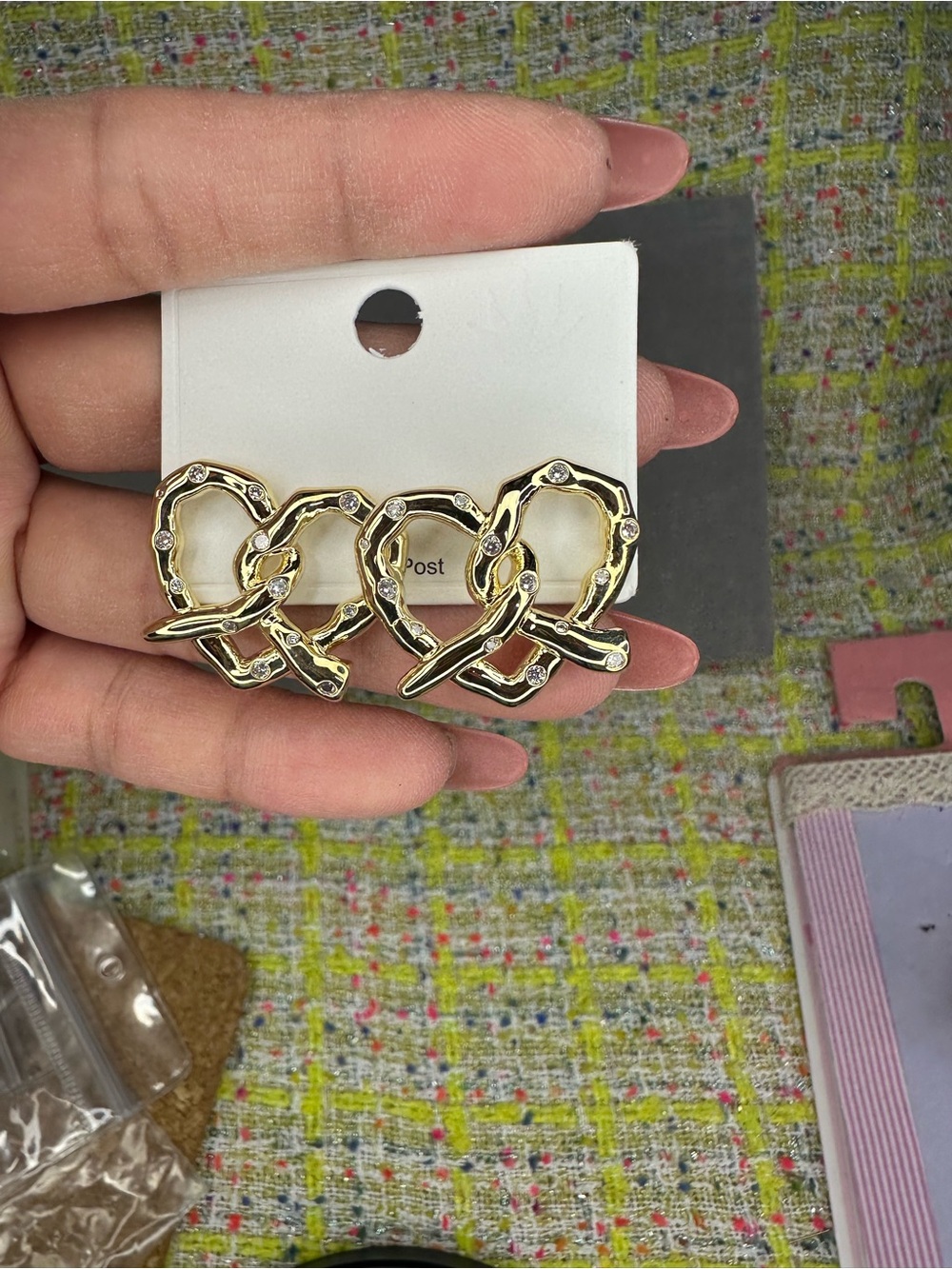 A great Gold Heart Knot Crystal Earrings - Women Jewelry